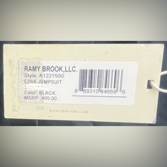 Ramy Brook Black Satin Ezra Jumpsuit size 8 wide leg designer classic piece - Picture 11 of 12